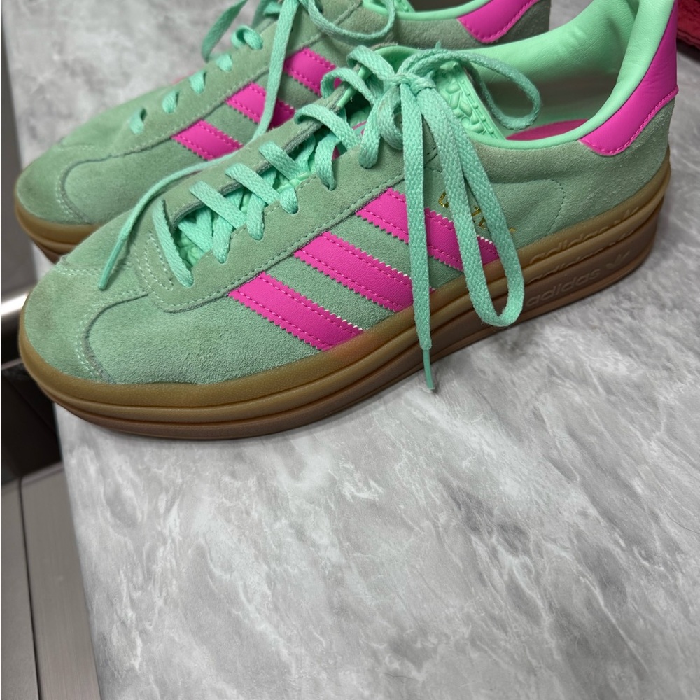 Adidas Green and Pink Retro Sneakers